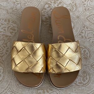 Sam Edelman Adaley, Dark Gold slides. Size 8 1:2 M